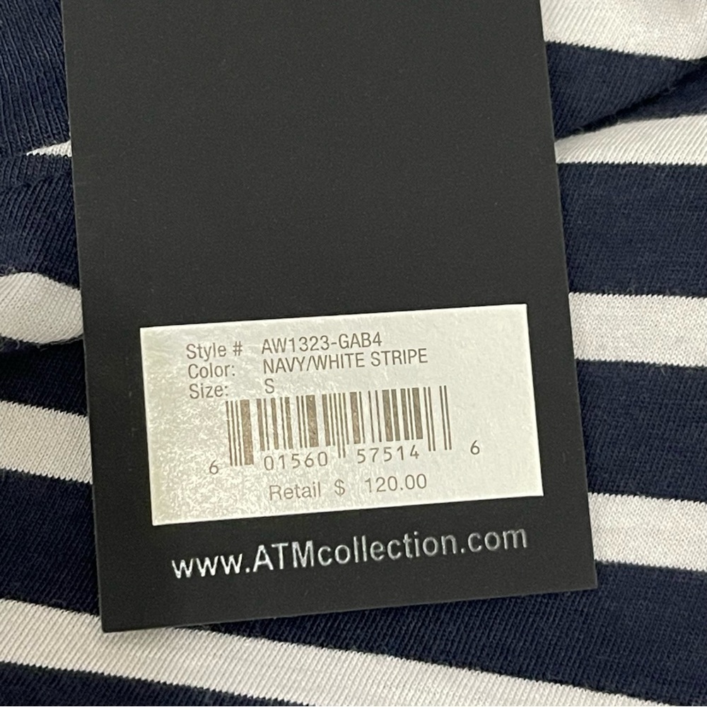 ATM Anthony Thomas Melillo NWT Stripe Jersey Cotton T-Shirt Navy White Small - Picture 4 of 12